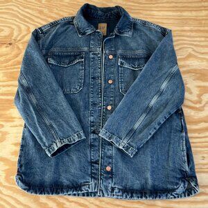 GAP jean shirt denim jacket Womens XL 100% Cotton